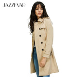 JAZZEVAR 2019 Autumn New High Fashion Brand Woman Classic Double Breasted Trench Coat Waterproof Raincoat Business Outerwear