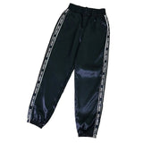 Wenyujh Big Pocket Women's Satin Highlight Glossy Loose Training Pants Ribbon Trousers Harajuku Joggers Women Running Sportswear