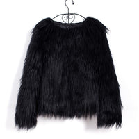 Fashion Furry Faux Fur Coat Women Fluffy Warm Long Sleeve Female Outerwear Autumn Winter Coat Jacket Hairy Collarless Overcoat