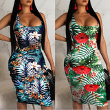 2019 Fashion Womens Ladies Sleeveless Summer Boho Printed Beach Casual Loose Sundress Tight Sexy Sling Hawaiian Dress